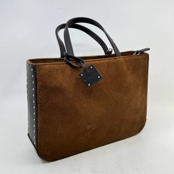 Ralph Lauren Handbags - RALPH  by Ralph Lauren Brown Suede Studded Mini Tote Handbag